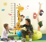 Väggdekor -Mätsticka med motiv av bl.a. Giraff och Apa, 180 x 88 cm