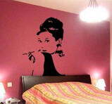 Väggdekor -Audrey Hepburn 65 x 92 cm, svart dekor